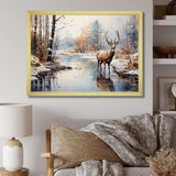 Deer Winter Serenade - Animals Canvas Wall Art