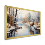 Deer Winter Serenade - Animals Canvas Wall Art