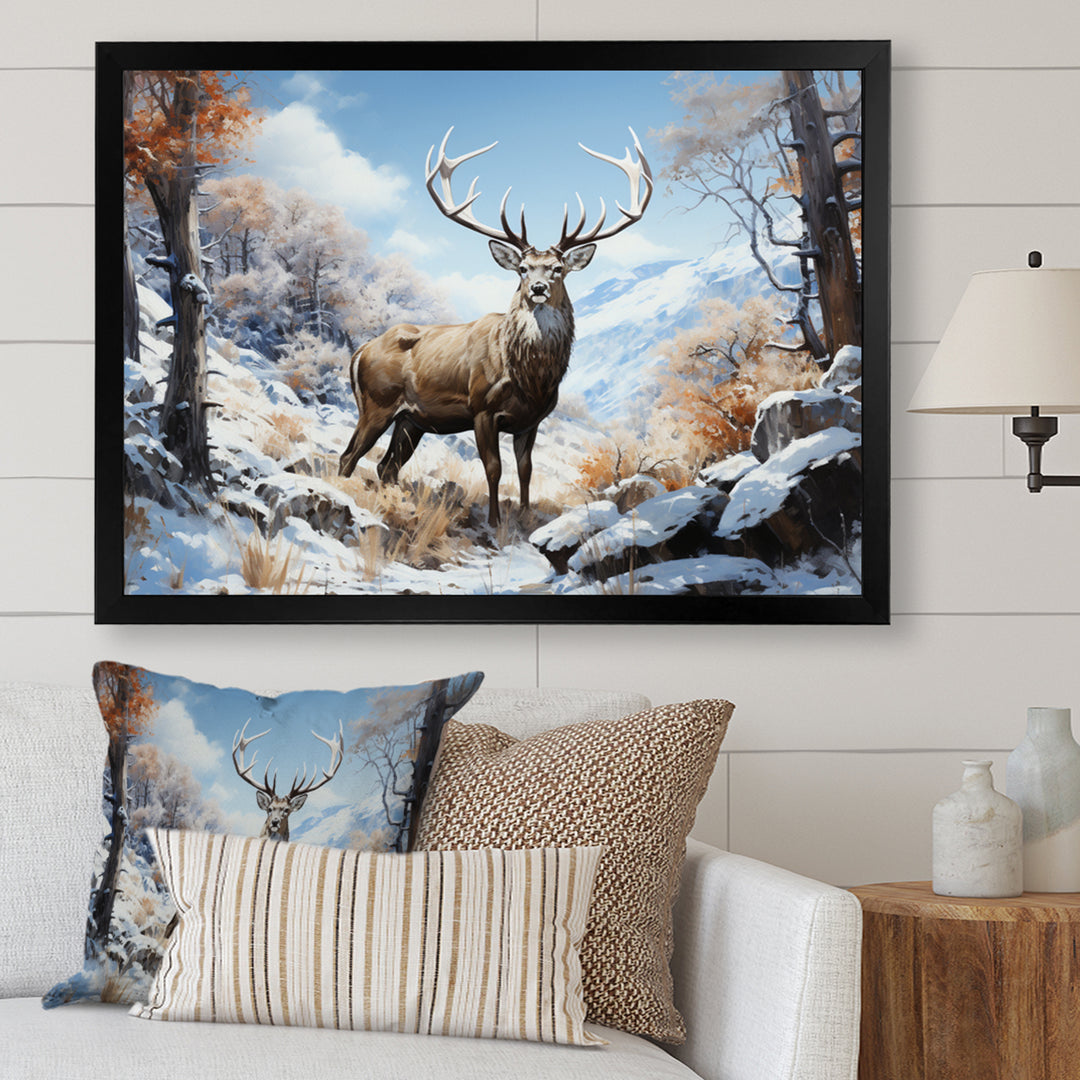Deer Winters Elegance - Brown Deer Wall Art