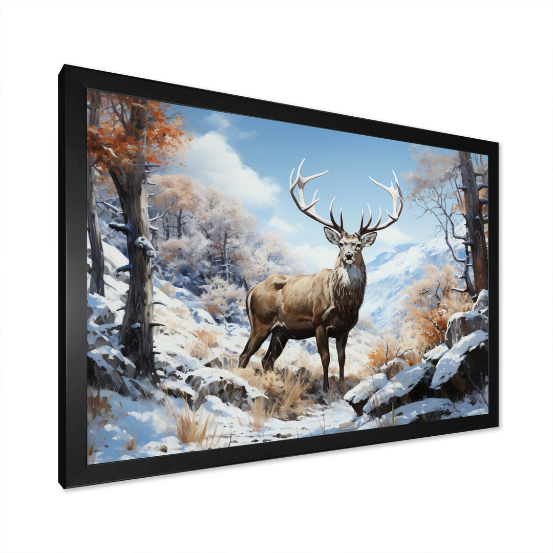Deer Winters Elegance - Brown Deer Wall Art