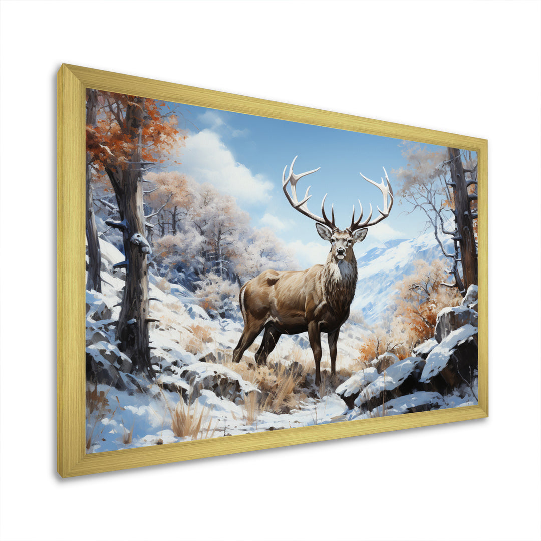 Deer Winters Elegance - Brown Deer Wall Art