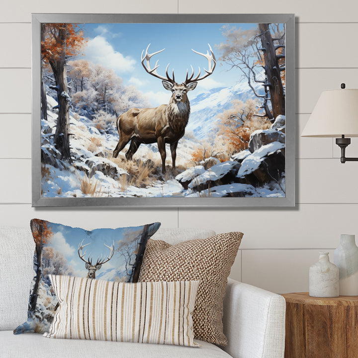 Deer Winters Elegance - Brown Deer Wall Art