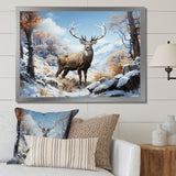 Deer Winters Elegance - Brown Deer Wall Art