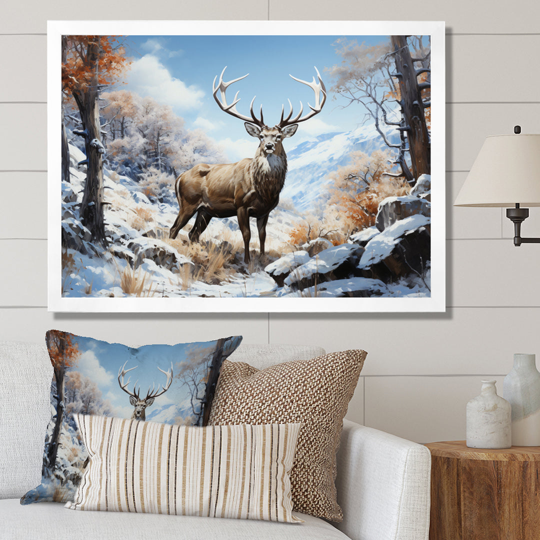 Deer Winters Elegance - Brown Deer Wall Art