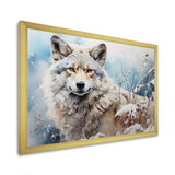 Wolf Winters Embrace - Deer Framed Canvas Art