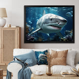 Teal Grey Shark Marine Symphony - Teal Shark Wall Art