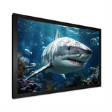 Teal Grey Shark Marine Symphony - Teal Shark Wall Art