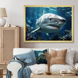 Teal Grey Shark Marine Symphony - Teal Shark Wall Art