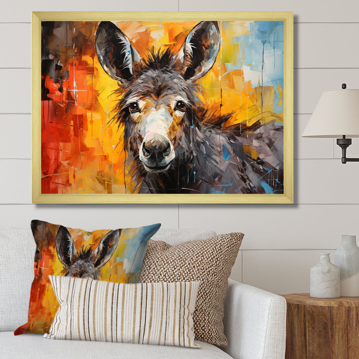 Grey Donkey Gentle Companion Collage - Donkey Living Room Wall Art