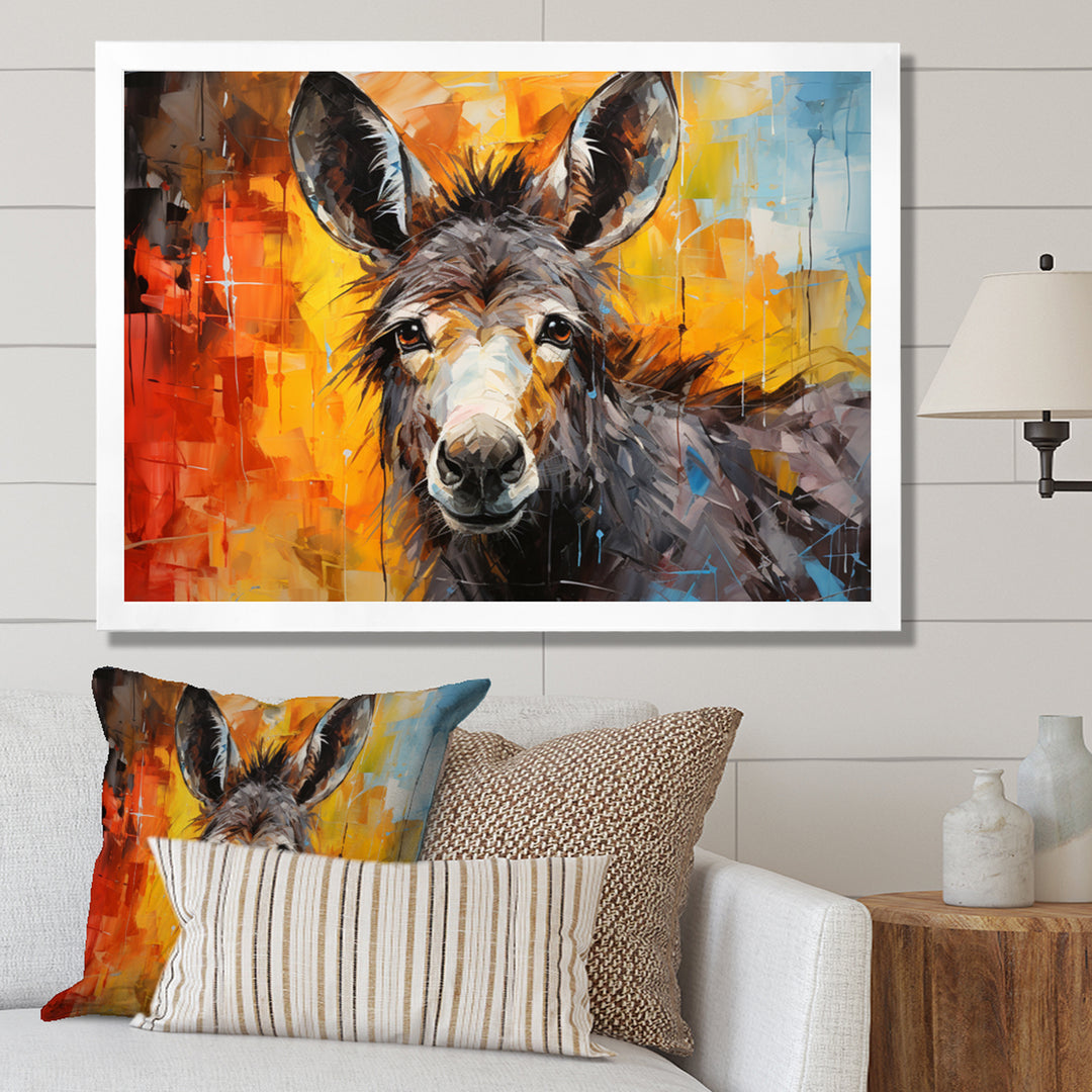 Grey Donkey Gentle Companion Collage - Donkey Living Room Wall Art