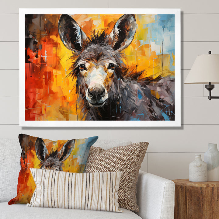 Grey Donkey Gentle Companion Collage - Donkey Living Room Wall Art