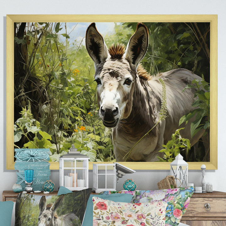 Grey Donkey Gentle Companion Pastoral - Donkey Bedroom Wall Art