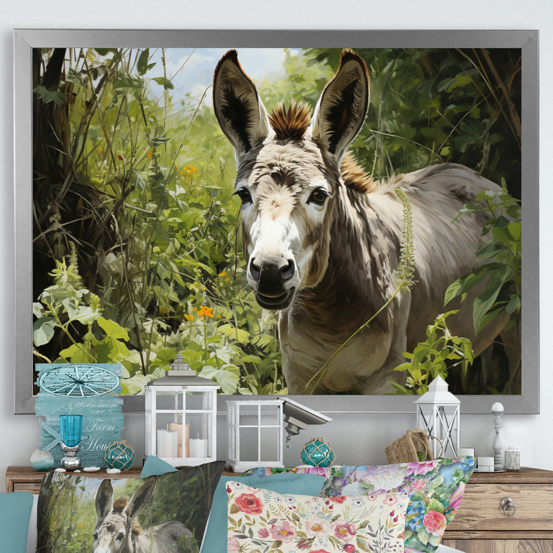 Grey Donkey Gentle Companion Pastoral - Donkey Bedroom Wall Art
