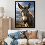 Grey Donkey Portrait Vibrant - Donkey Canvas Wall Art