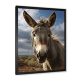 Grey Donkey Portrait Vibrant - Donkey Canvas Wall Art