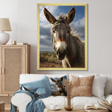 Grey Donkey Portrait Vibrant - Donkey Canvas Wall Art