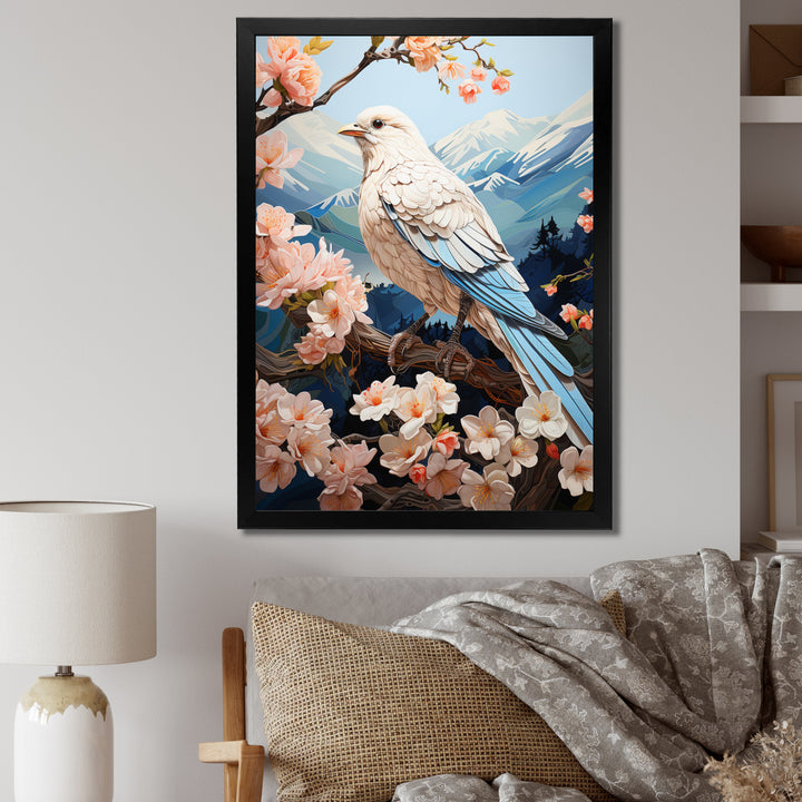 White Dove Winged Harmony Pastoral - Dove Large Canvas Wall Art