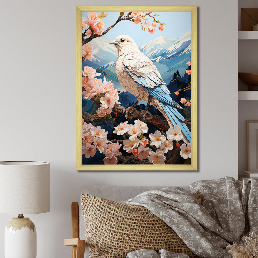 White Dove Winged Harmony Pastoral - Dove Large Canvas Wall Art