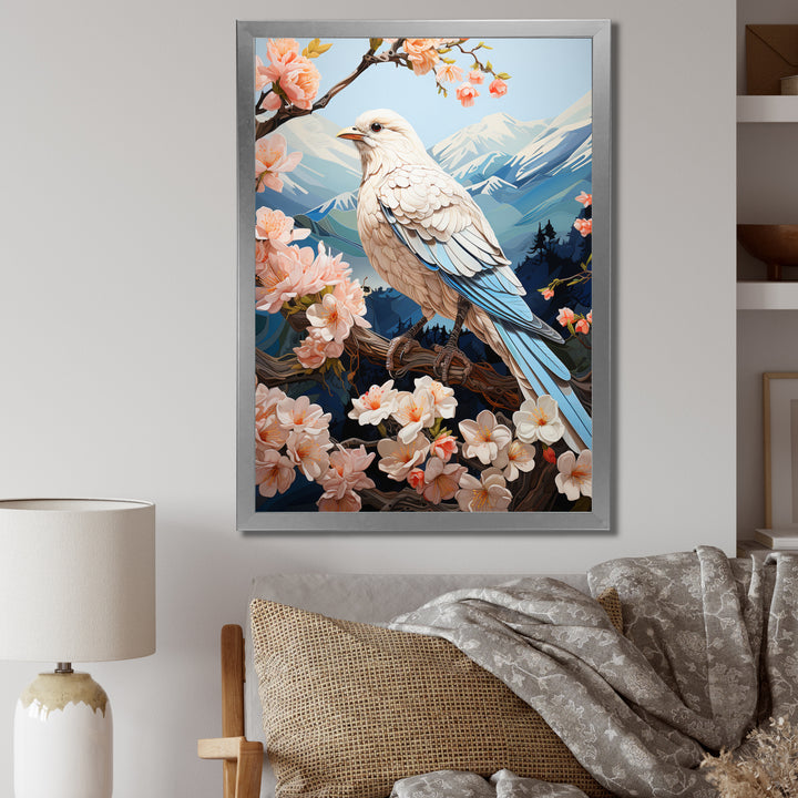 White Dove Winged Harmony Pastoral - Dove Large Canvas Wall Art