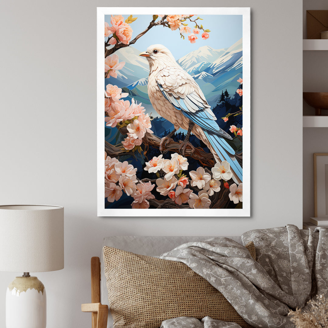 White Dove Winged Harmony Pastoral - Dove Large Canvas Wall Art