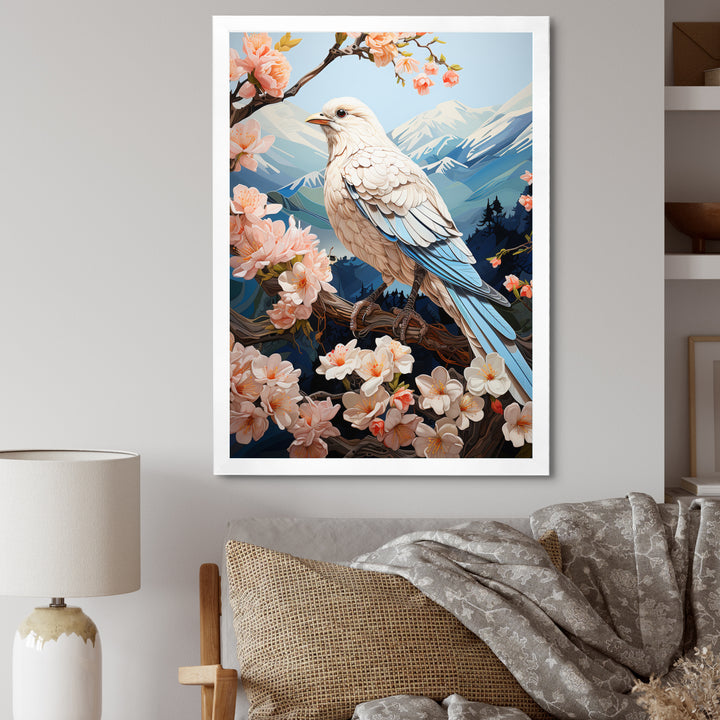 White Dove Winged Harmony Pastoral - Dove Large Canvas Wall Art