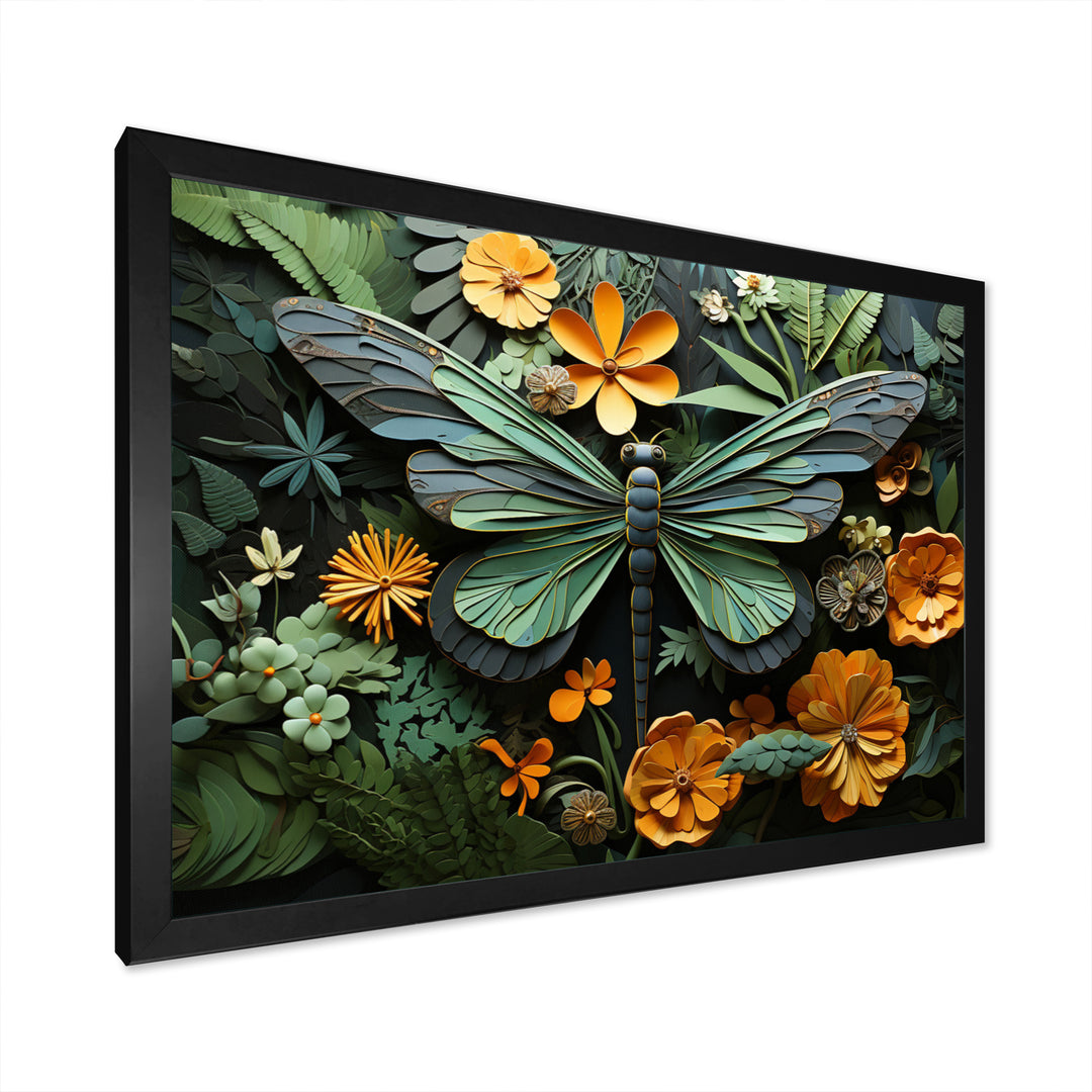 Green Dragonfly Insects Flight Pastoral - Green Dragonfly Wall Art