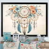 Teal Dreamcatcher Vintage Whispers - Spiritual Canvas Wall Art