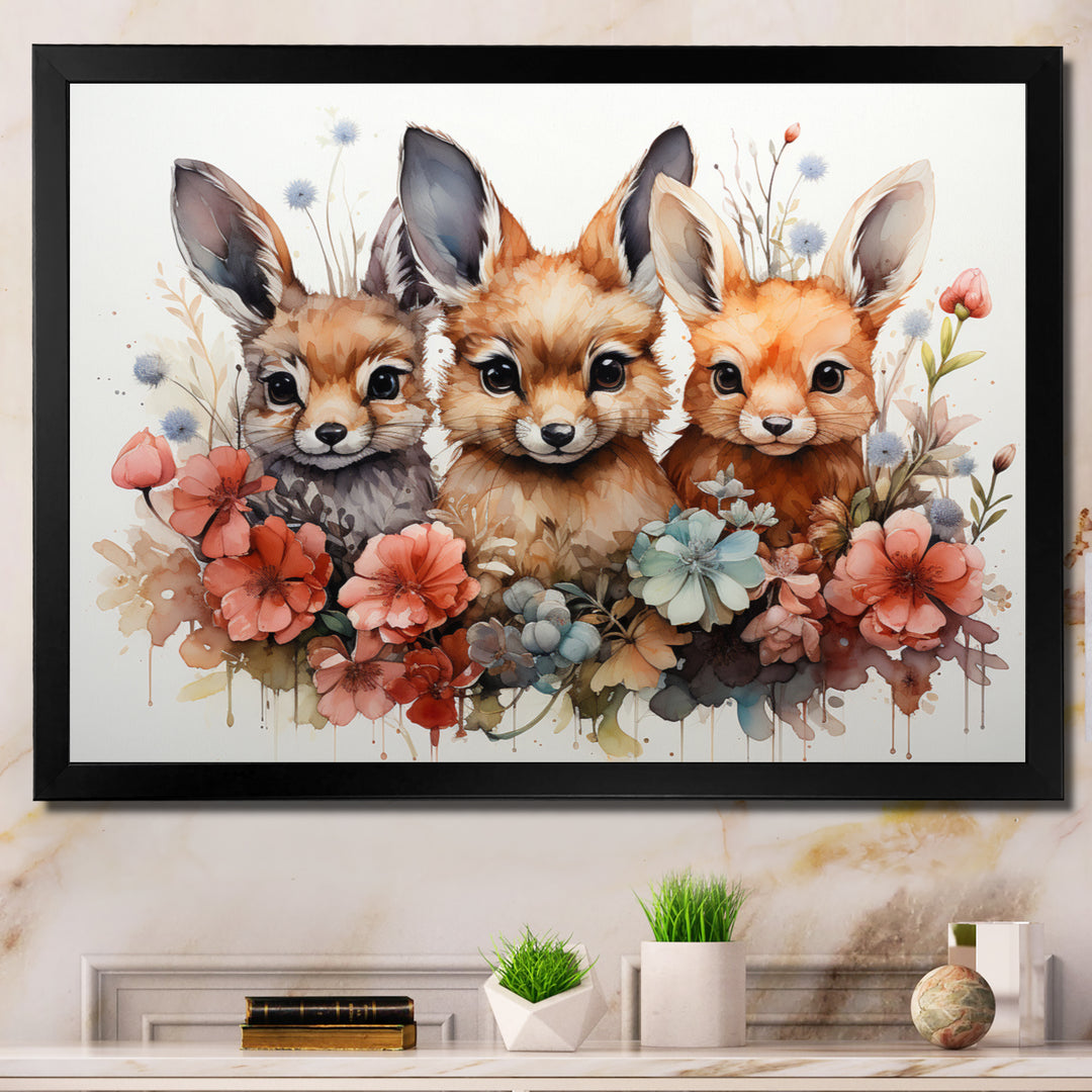 Dry Watercolor Whimsical Animals - Rabbit Living Room Wall Art