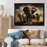 Elephant Harmony In Monochrome III - Animals Canvas Wall Art