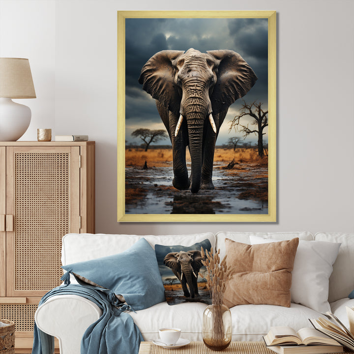 Elephant Tales From Afar - Elephant Large Canvas Wall Art