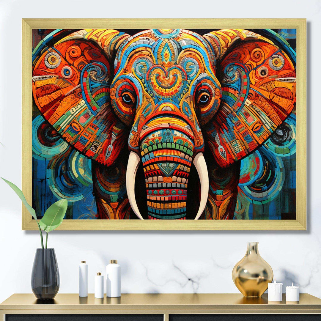 Elephant Tribal Majesty - Animals Canvas Wall Art