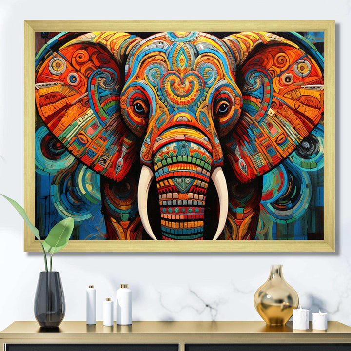Elephant Tribal Majesty - Animals Canvas Wall Art