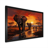 African Elephant Photography At Sunset II - Animals Canvas Wall Art