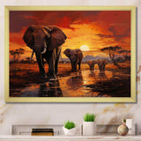 African Elephant Photography At Sunset II - Animals Canvas Wall Art