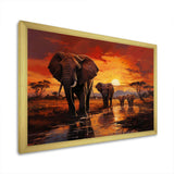 African Elephant Photography At Sunset II - Animals Canvas Wall Art