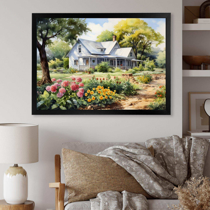 Farmhouse Frontyard Oasis I - Landscapes Canvas Wall Art