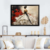 Fashion Red Dress Elegance Unveiled V - Fashion Canvas Wall Art