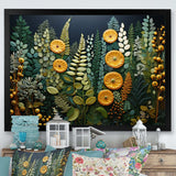 Yellow Ferns Plant Forest Tapestry - Floral Canvas Wall Art