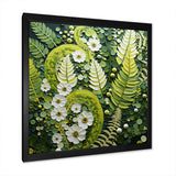 Light Green Ferns Plant Whimsical Spirals I - Floral Canvas Wall Art