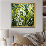 Light Green Ferns Plant Whimsical Spirals I - Floral Canvas Wall Art