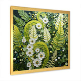 Light Green Ferns Plant Whimsical Spirals I - Floral Canvas Wall Art