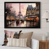 Pink Twilight Rendezvous In Paris I - Cityscapes Canvas Wall Art