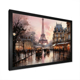 Pink Twilight Rendezvous In Paris I - Cityscapes Canvas Wall Art