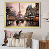 Pink Twilight Rendezvous In Paris I - Cityscapes Canvas Wall Art