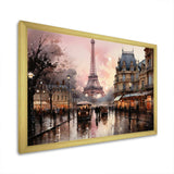 Pink Twilight Rendezvous In Paris I - Cityscapes Canvas Wall Art