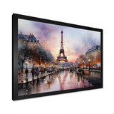 Pink Twilight Rendezvous In Paris III - Cityscapes Canvas Wall Art