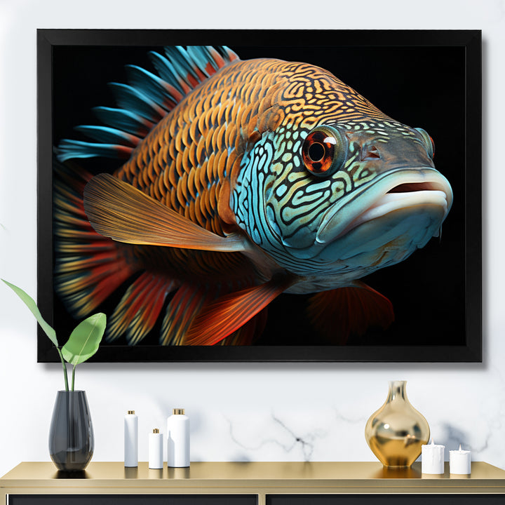 Fish Portrait Photo - Teal Fish Wall Art