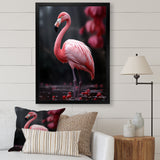 Pink And Grey Flamingo Fading Glow - Flamingo Living Room Wall Art