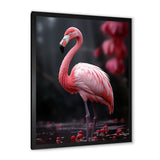 Pink And Grey Flamingo Fading Glow - Flamingo Living Room Wall Art