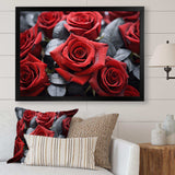 Red Grey Rose Eternal Beauty - Floral Canvas Wall Art